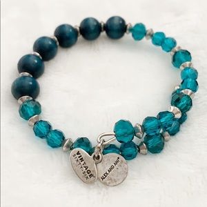Women’s Alex and Ani Vintage 66 teal bead bracelet